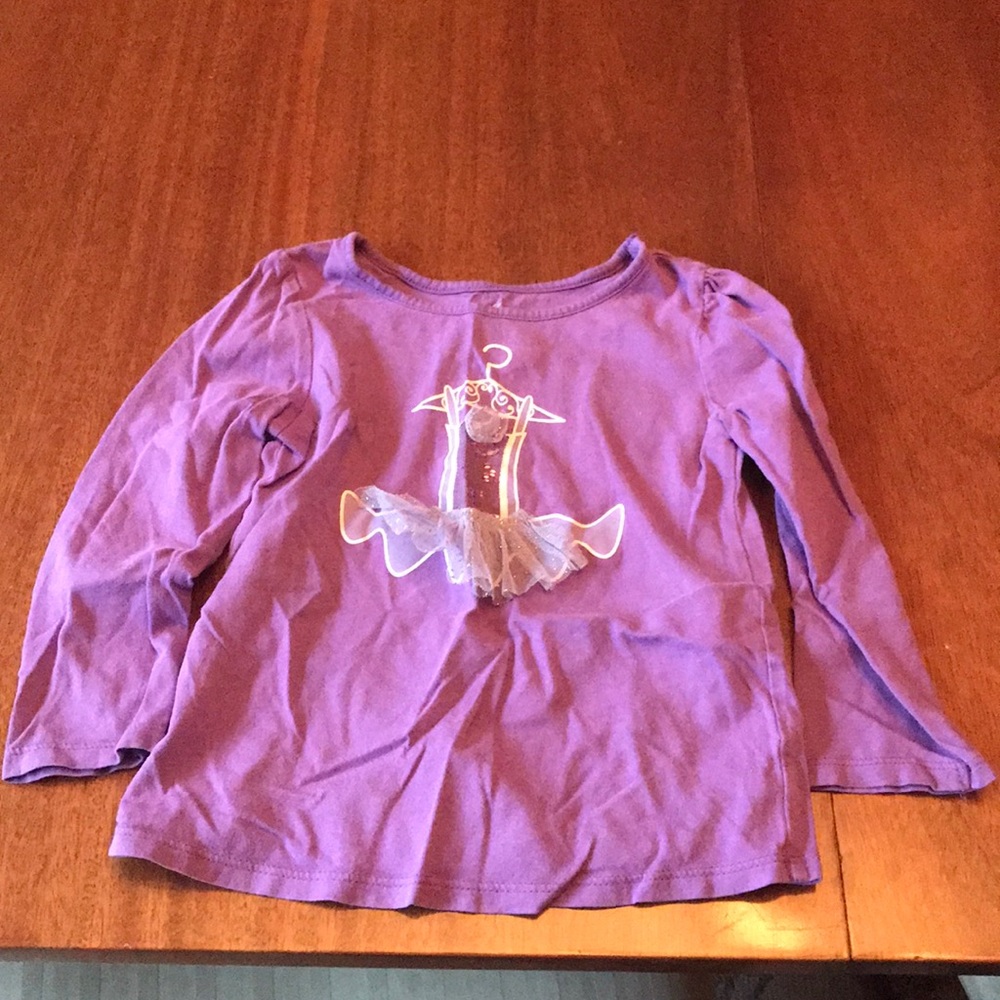 Child’s purple long sleeved tee with tutu pic
